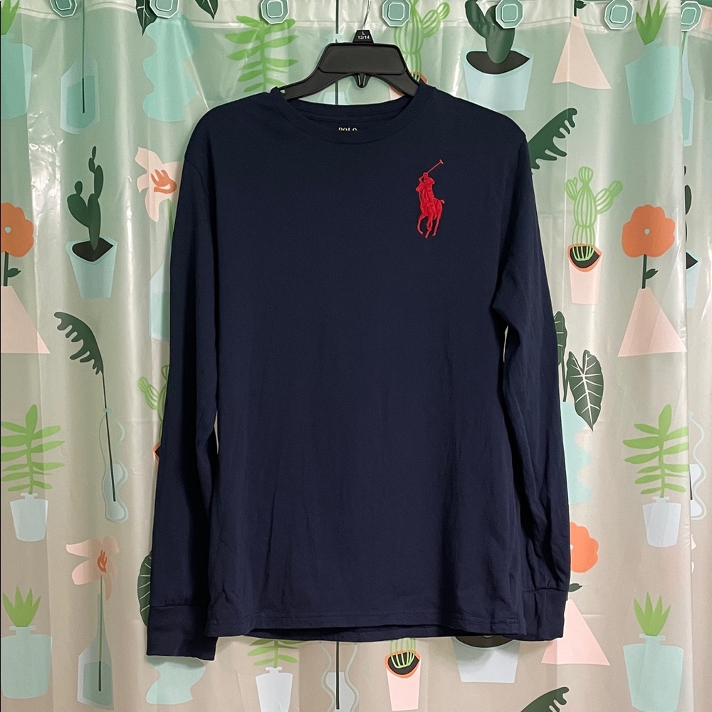 Polo by Ralph Lauren Navy Long-Sleeve Crewneck with Red Pony